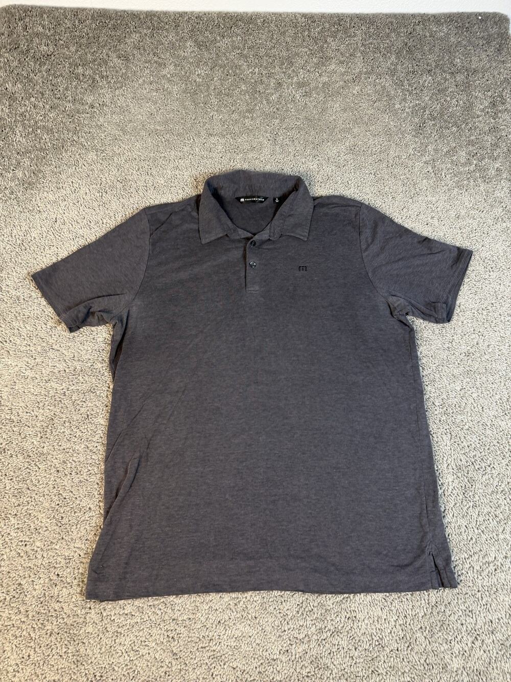 TravisMathew Polo Shirt Mens XL Gray Short Sleeve Polyester Cotton Collared